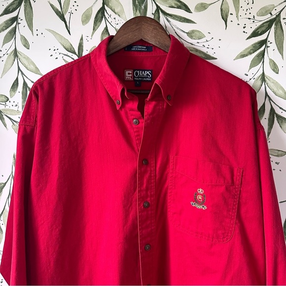 Vintage Chaps Ralph Lauren Red Button Down Shirt. Large. Cotton. - Picture 3 of 7